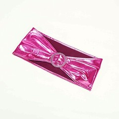 10 Fuchsia Metallic Spandex Chair Sashes with Silver Buckles Wedding Decorations