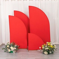 4 Matte RED Fitted Spandex Half Moon Wedding Arch Backdrop STAND COVERS Party