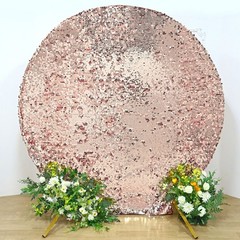 7.5 ft BLUSH Big Payette Sequin Round Backdrop STAND COVER Party Decorations