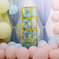 GOLD 12″ Transparent Balloon Boxes with Metallic Trim Centerpiece Decorations