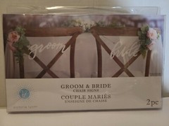 Bride and Groom Chair Signs, Wood Wedding Sign Bride and Groom Chairs White NEW