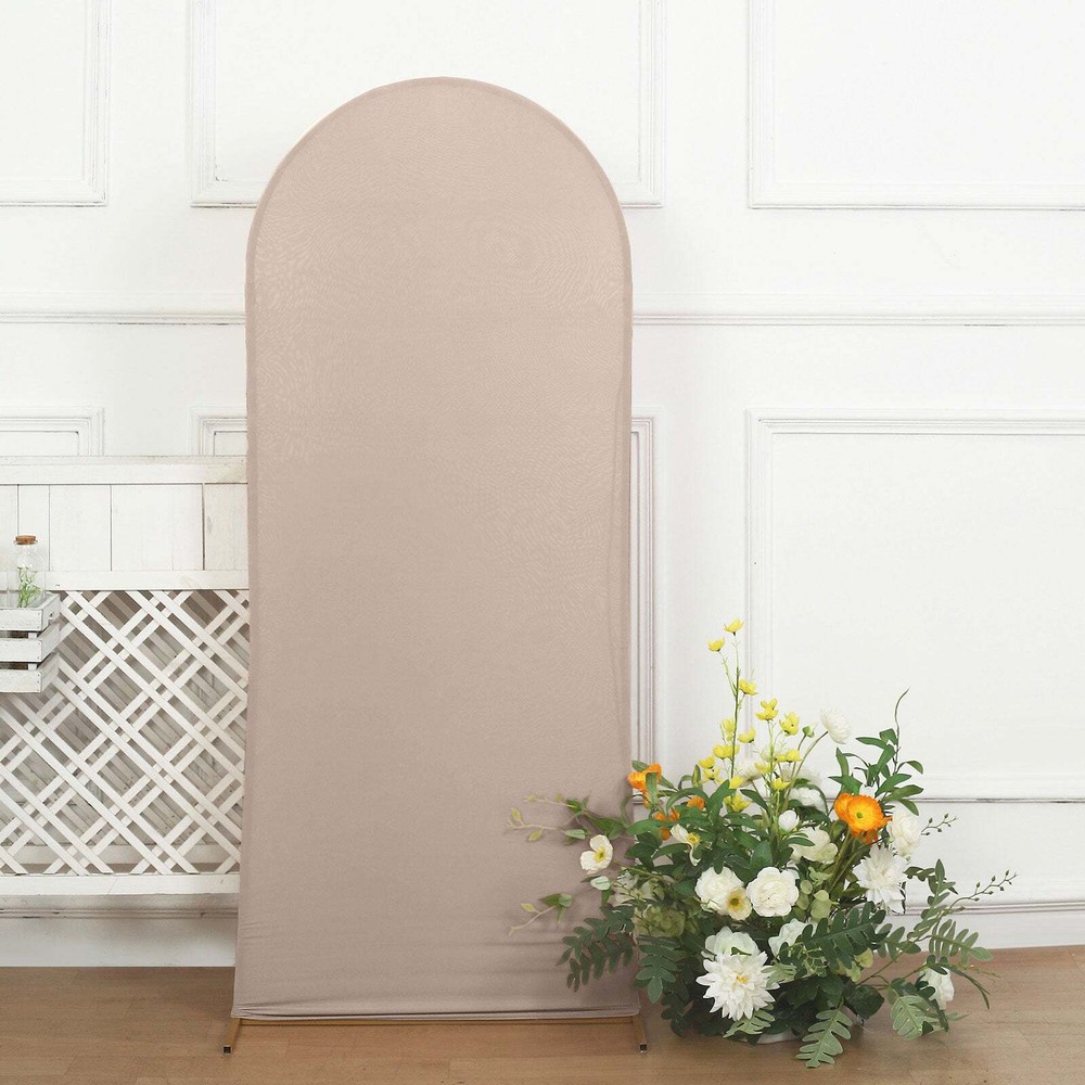 5 ft NUDE Matte Fitted Spandex Round Top Arch Backdrop STAND COVER Party
