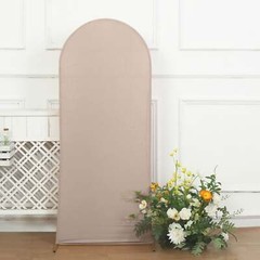 5 ft NUDE Matte Fitted Spandex Round Top Arch Backdrop STAND COVER Party
