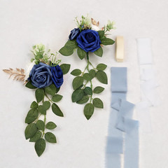 Elegant Blue Pew Flowers Set for Wedding Aisle Decorations – 10 Pack