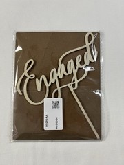 Engaged Cake Topper – Engagement Wedding Party Decorations Supplies Wooden 7 In.