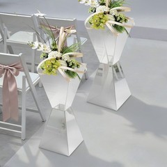 2pcs Silver Flower Stands,25*60cmTable Centerpiece Decor Stand For Party,Wedding