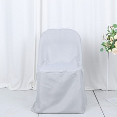 50 Silver Polyester FOLDING Flat CHAIR COVERS Wedding Party Banquet Decorations