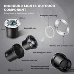 4 Pack 3w 12v Low Voltage In-ground Lights LED Landscape Light Waterproof IP6…