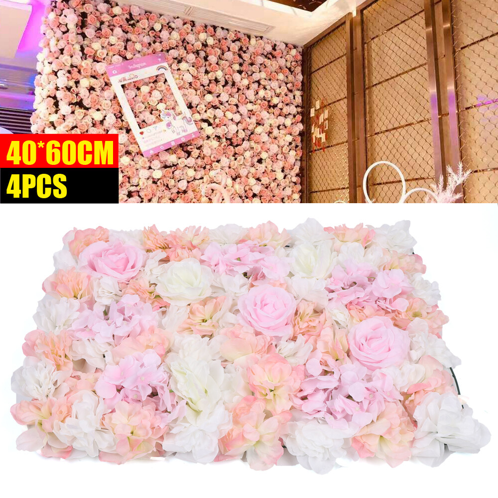 Artificial Rose Silk Flower Wall Panel Wedding Party Backdrop Decor 60cmX40cm