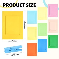 Pack Paper Picture Frames, 4×6 Colorful Photo Holder with Wooden Clips and 50
