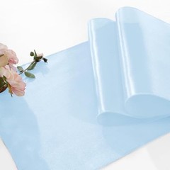 2 Pack Light Blue Table Runners 12 x 108 Inch, Rectangular Smooth Satin Silk