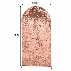 7 ft BLUSH Payette Sequin Fitted Round Top Wedding Arch STAND COVER Party Events