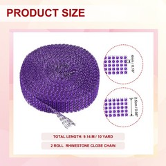 2 Roll 1″x20 Yard Crystal Rhinestones Mesh Ribbon Violet (4mm)