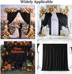 10ft x 12ft Black Backdrop Curtains, Wrinkle Free Thick Fabric Polyester Curtain