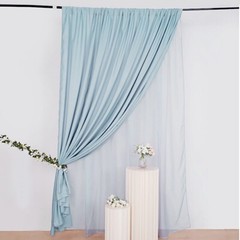 DUSTY BLUE 10 ft x 10 ft Polyester Sheer Chiffon Dual Layer CURTAIN Rod Pockets