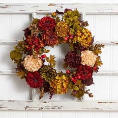 Nearly Natural 22in. Autumn Hydrangea Peony Wreath