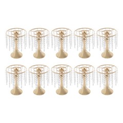 10 Pack Gold Tabletop Flower Stands 26 cm Crystal-Style Acrylic Iron