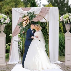 Wedding Arch Backdrop Stand 7.2FT Gold Wedding Balloon Arched Backdrop Stand