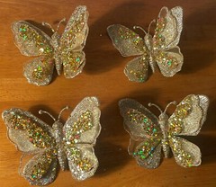 Gold Butterfly Clip Set of 4 Large 6″ Wedding Decorations Sparkly Glitter New