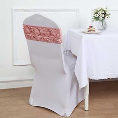 10 Dusty Rose Satin Rosettes Stretchable Spandex Chair Sashes Wedding