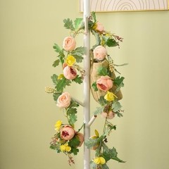 2 Pack of Rose Flower Vine, Floral Garland for Wedding Champagne & Yellow