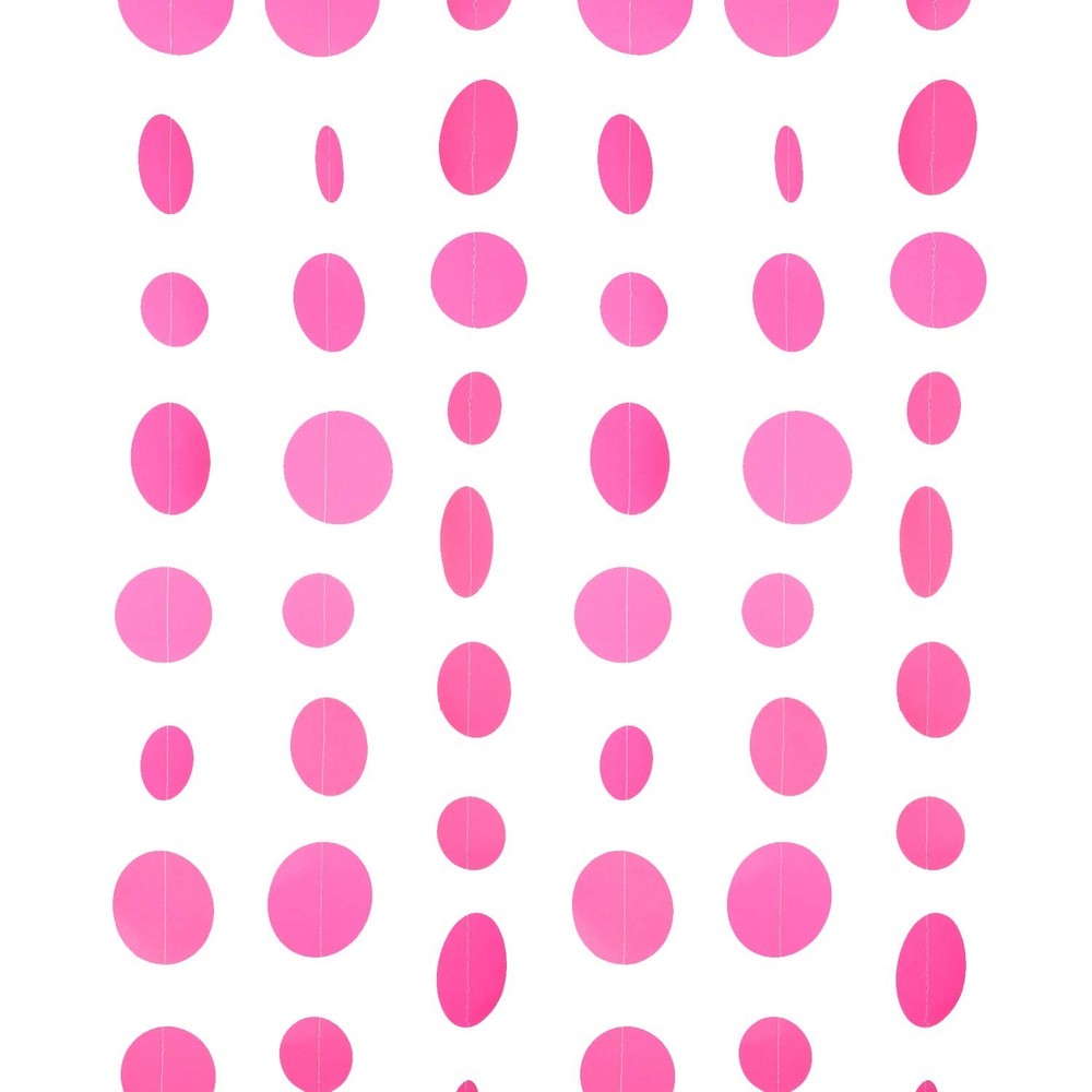 Hot Pink Paper Garland Circle Dot Party Banner Wall Streamers Backdrop Ceilin…