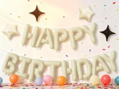 Cream Green Happy Birthday Banner Balloon Aluminum Foil 16 Inch Letter,10 Inc…