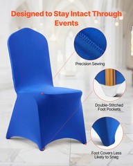 VEVOR 50PCS Royal Blue Stretch Spandex Folding Chair Covers for Wedding Party