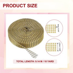 1″x10 Yard Crystal Rhinestones Mesh Ribbon Gold (4mm)