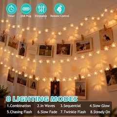 Cherry Blossom Lights, 13 FT 40 LEDs Multicolor Flower String Rgb Flower