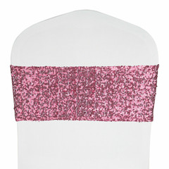 10/25/50/100Pcs Spandex Stretch Sequin Chair Sashes Bow Band Wedding Party Decor