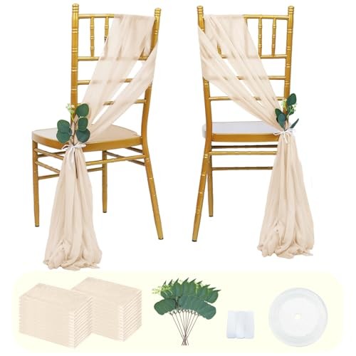 Chair Sashes 24 Pack 8FT Long Wedding Chair 1 Count (Pack of 24) Champagne