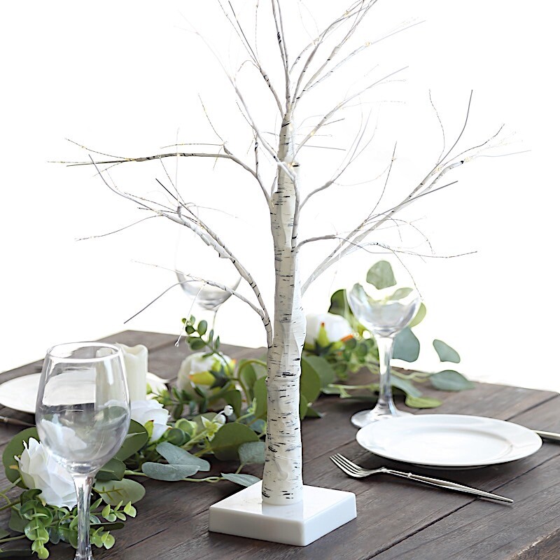 White 2 feet Battery Operated LED Lighted Artificial Birch TREE Party Events