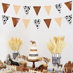 32Ft Cow Party Decorations Western Cowboy Triangle Flag Fabric Banner Pennant…