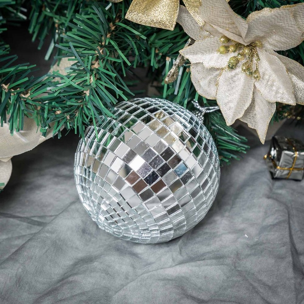 4 pcs 4″ Silver Glass Hanging Disco Mirror Balls Party Wedding Decorations SALE
