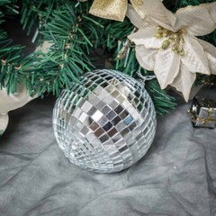 4 pcs 4″ Silver Glass Hanging Disco Mirror Balls Party Wedding Decorations SALE