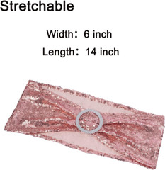 Rose Gold Sequin Chair Sashes 50 Pack for Weddings & Parties Decor
