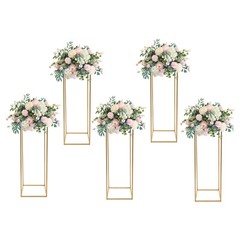 5PC 31.5in Tall Gold Metal Flower Stand for Wedding Table Centerpieces Decor