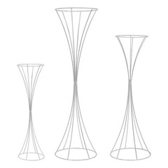 3pcs Set of Modern Silver Metal Flower Stands in Varying Sizes for Wedding Decor