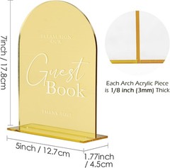 Versatile 5×7″ Gold Mirror Acrylic Wedding Sign for Guest Engagement & Memories
