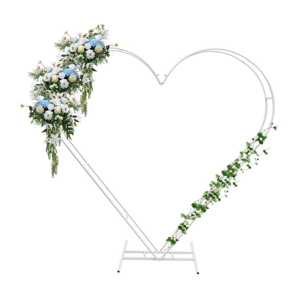 Metal Heart Shaped Wedding Arch Backdrop Stand White for Wedding Ceremony