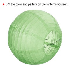 6pcs 10 Inch Folding Hanging Paper Lanterns Medium Lampshade Grass Green