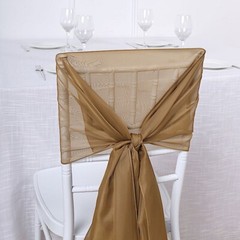 10 Gold Premium Chiffon Wide CHAIR SASHES Wedding Party Reception Decorations