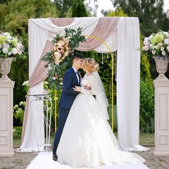 Stylish 7.2FT Wedding Arch Stand and Fitted White Cover for Your Celebrations