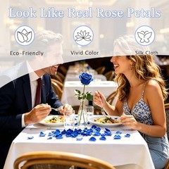3200 Pcs Artificial Rose Petals for Romantic Night, Fake Rose Flower Blue