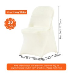 VEVOR 30PCS White Stretch Spandex Folding Chair Covers for Wedding Party Dining