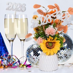 12 Pieces Glitter 2026 Centerpiece Sticks Silver Double Sided 2026 Graduation…