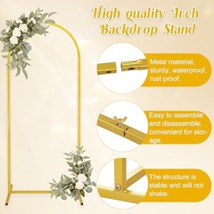 Metal Arch Stand and Cover Set,1 Spandex Fitted Backdrop with 1 6FTx2.6FT White
