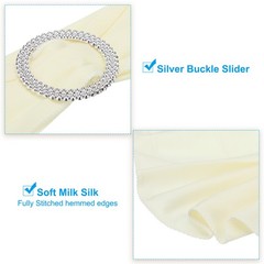 Chair Bows Sash 50 Pcs Stretch Chair Cover Band Elastic Chair Tie, Cream Color