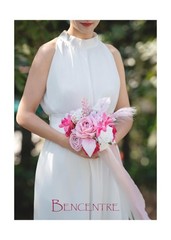 7 Inch Hot Pink Bridesmaid Bouquet for Wedding, Set of 4, Small Wedding Bouqu…